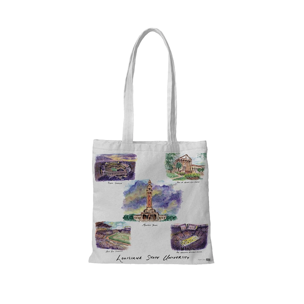 White LSU Tigers Laura Wilcox Designs Tote Bag