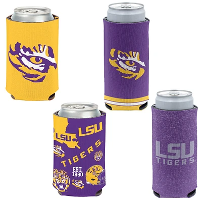 WinCraft LSU Tigers 4-Pack 12oz. Can & Slim Can Cooler Set