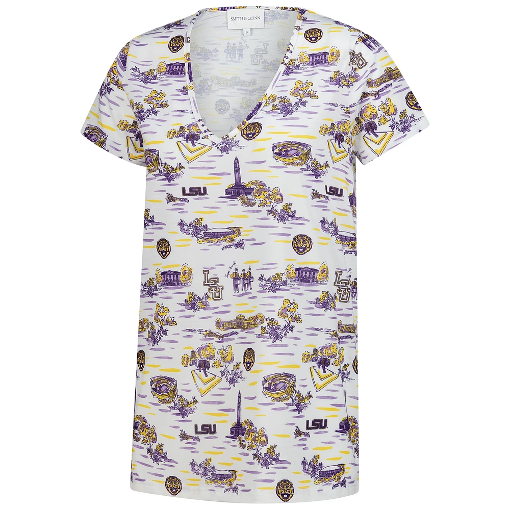 Women's Smith & Quinn White LSU Tigers Blake V-Neck T-Shirt