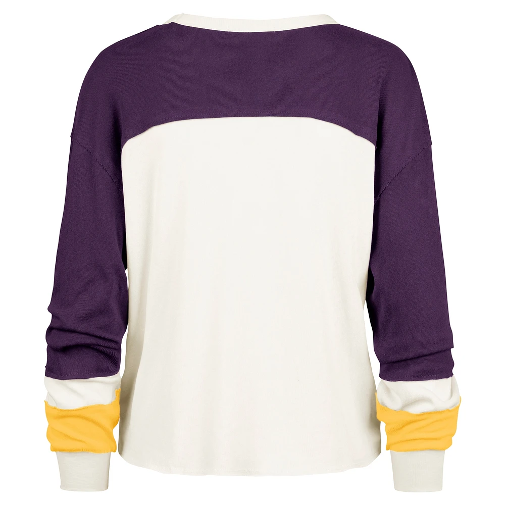 T-shirt à manches longues raglan double tête LSU Tigers '47 Cream pour femme