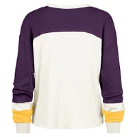 Women's '47  Cream LSU Tigers Double Header Curve Raglan Long Sleeve T-Shirt