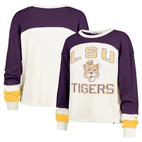 Women's '47  Cream LSU Tigers Double Header Curve Raglan Long Sleeve T-Shirt