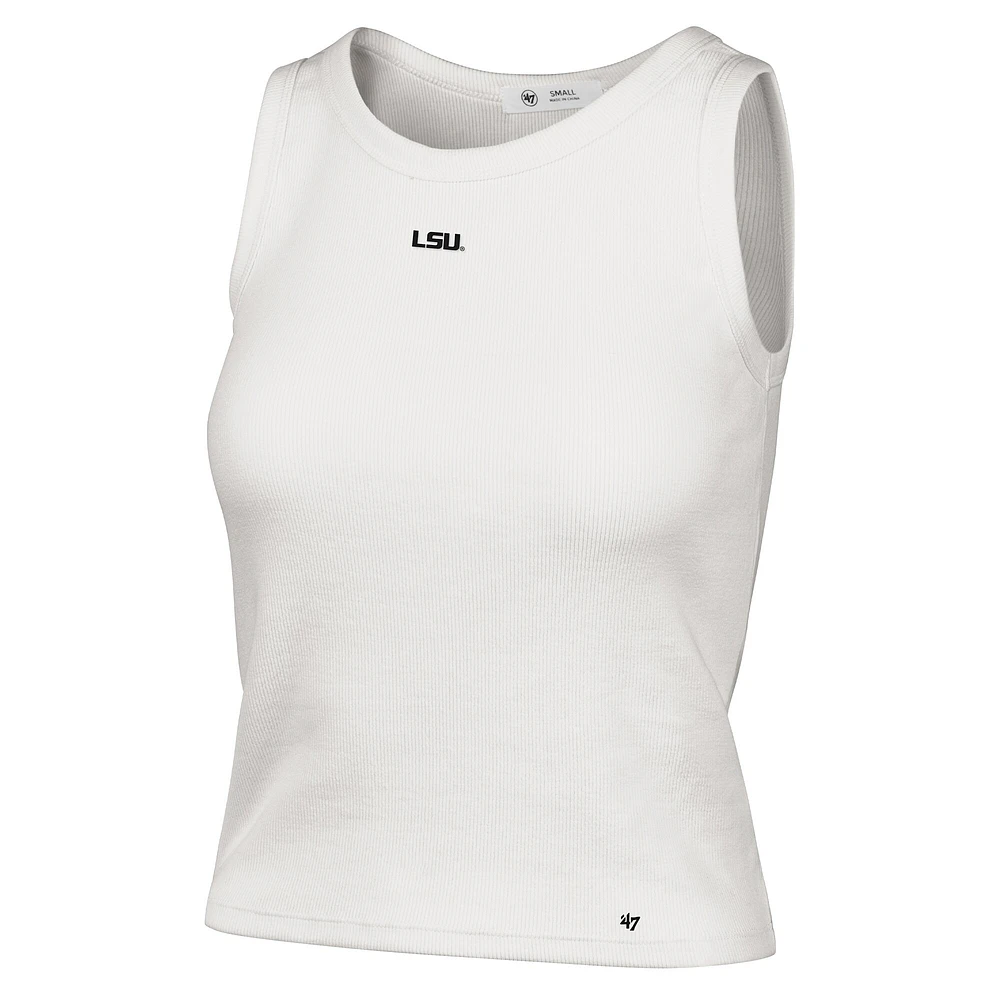 Women's '47  Cream LSU Tigers Micro Logo Ribbed Cropped Tank Top