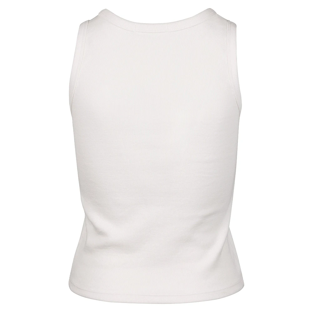 Women's '47  Cream LSU Tigers Micro Logo Ribbed Cropped Tank Top