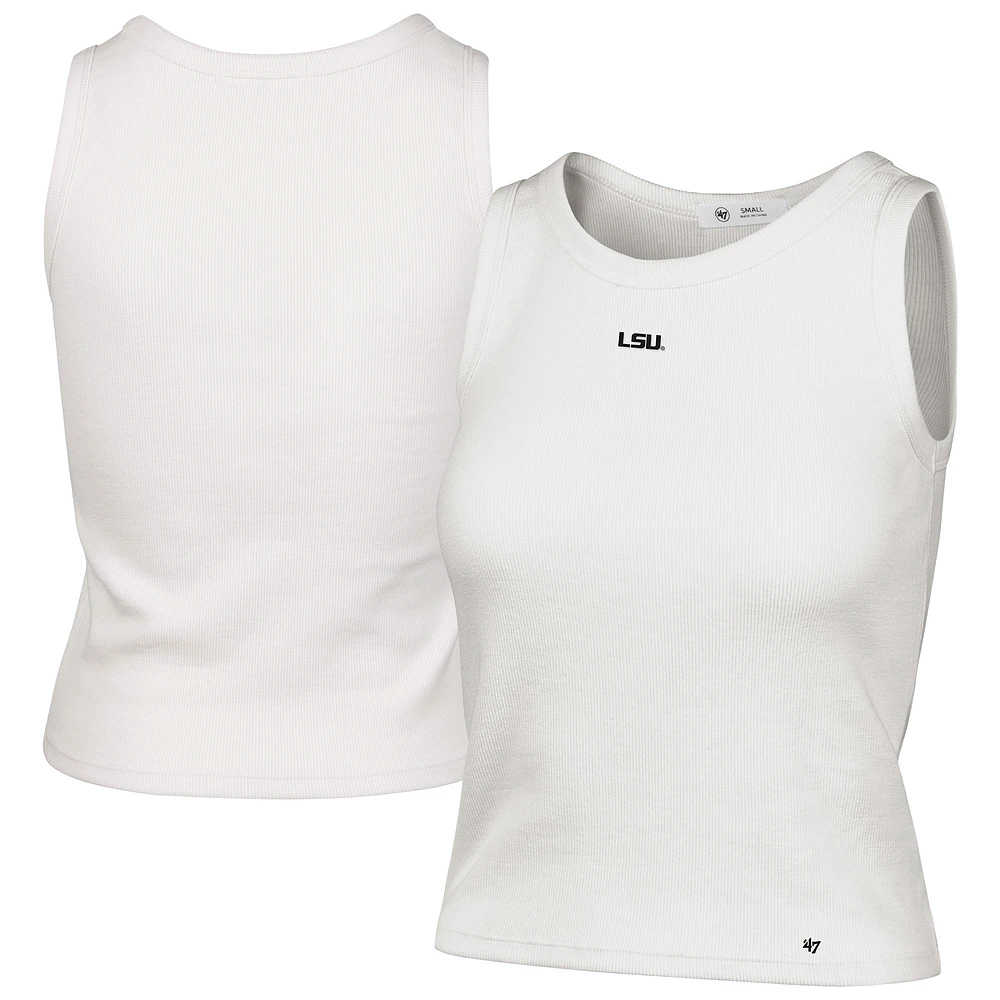 Women's '47 Cream LSU Tigers Micro Logo Ribbed Cropped Tank Top