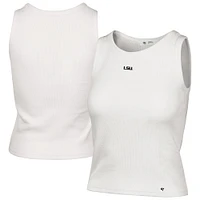 Women's '47  Cream LSU Tigers Micro Logo Ribbed Cropped Tank Top