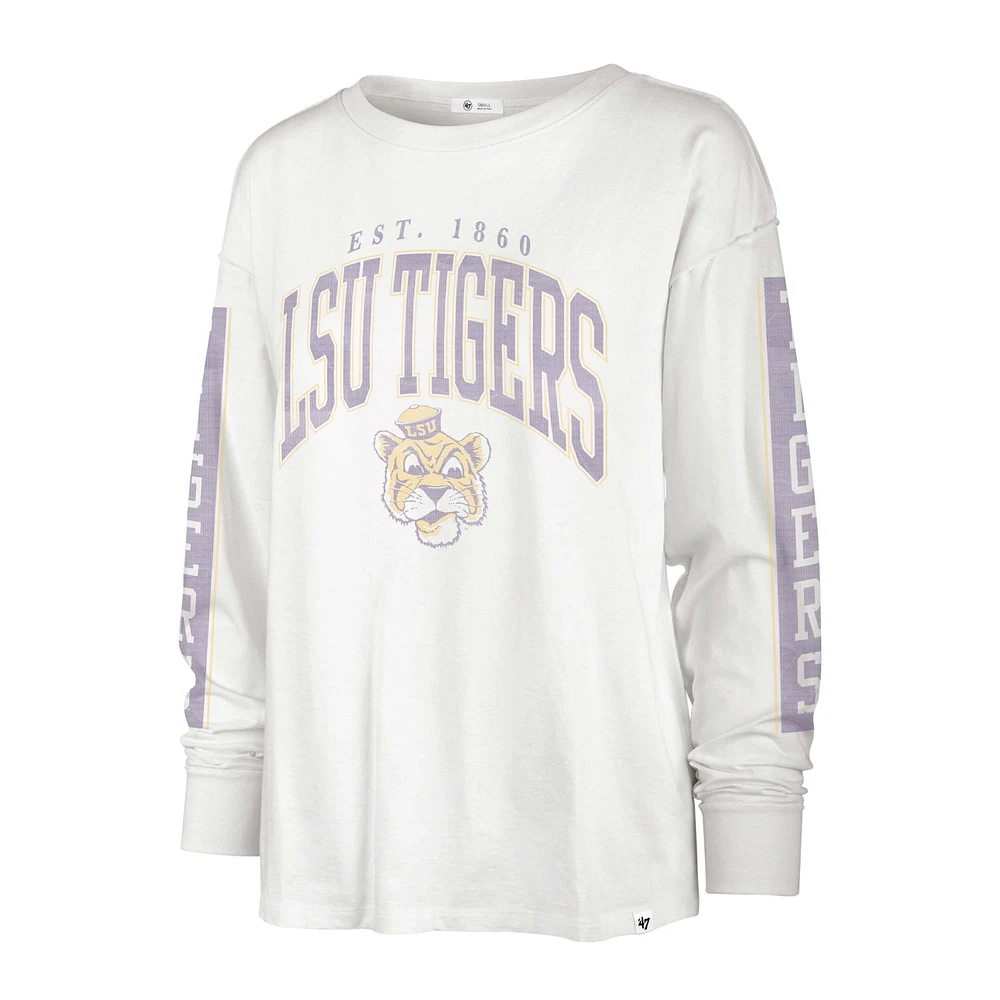 T-shirt à manches longues '47 Cream LSU Tigers Statement SOA 3-Hit pour femmes