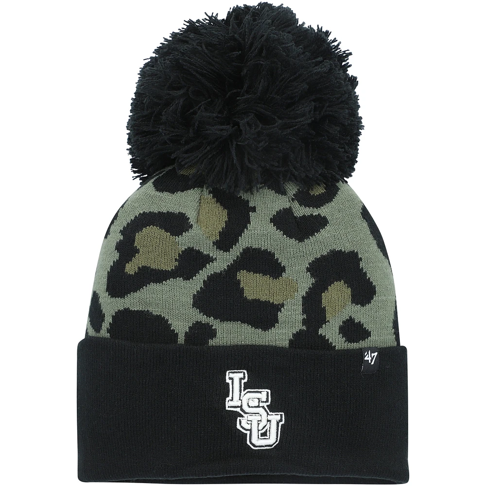 Bonnet en tricot à revers Bagheera '47 vert LSU Tigers pour femmes avec pompon