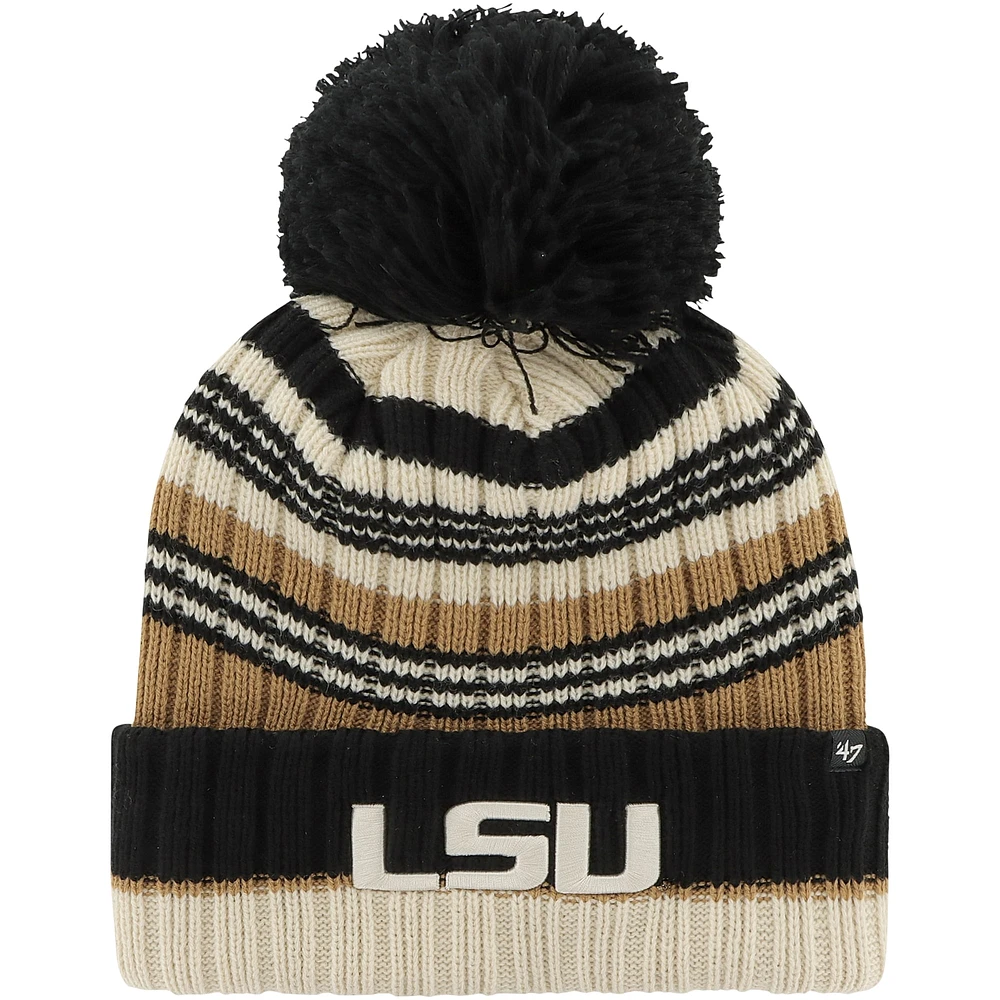 Bonnet en tricot à revers Barista '47 Kaki LSU Tigers pour femmes avec pompon