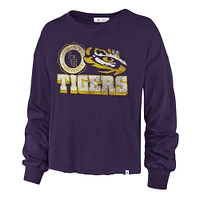 Women's '47 Purple LSU Tigers Bottom Line Parkway Long Sleeve High Waist T-Shirt