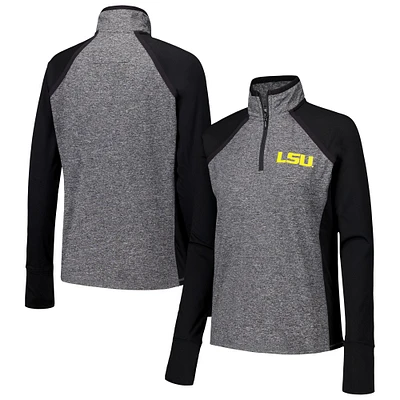 Veste à glissière quart de tour raglan LSU Tigers Finalist pour femme noire/gris chiné