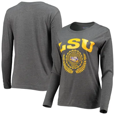 LSU Tigers Champion Women's University Laurels Long Sleeve T-Shirt - Heathered Charcoal