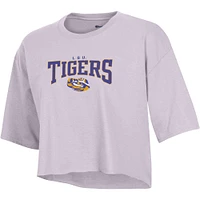 Women's Champion Lavender LSU Tigers Boyfriend Cropped T-Shirt