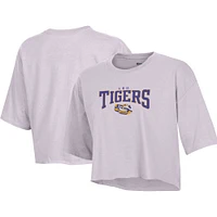 Women's Champion Lavender LSU Tigers Boyfriend Cropped T-Shirt