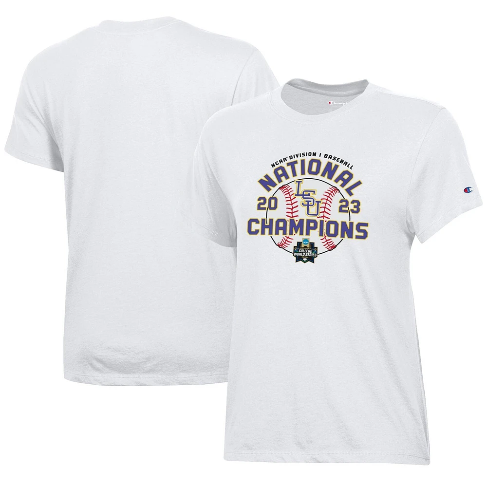 Championne des femmes White LSU Tigers 2023 NCAA Men's Baseball College World Series Champions Locker Room T-Shirt