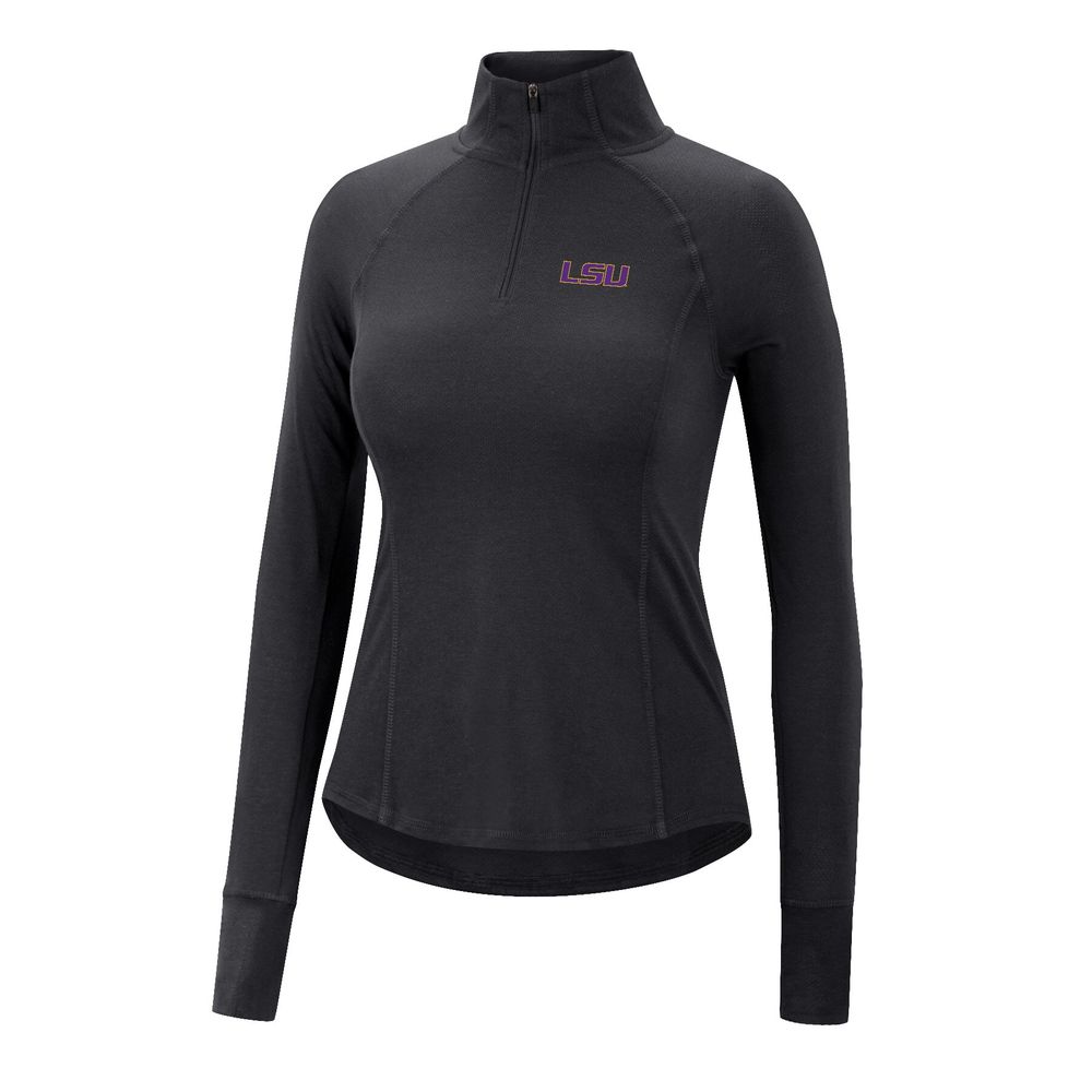 Women's Colosseum Black LSU Tigers Core Quinn Raglan Quarter-Zip Top