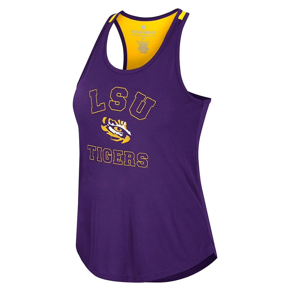 Women's Colosseum Purple LSU Tigers 10 Days Racerback Scoop Neck Tank Top