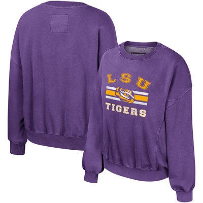 Women's Colosseum Purple LSU Tigers Audrey Washed Pullover Sweatshirt