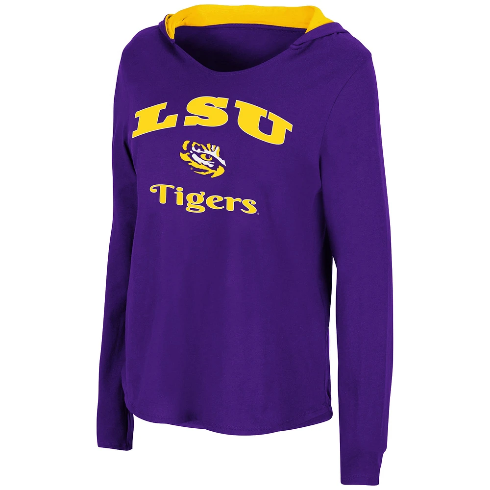 Colosseum Purple LSU Tigers Catalina Sweat à capuche T-shirt manches longues pour femme