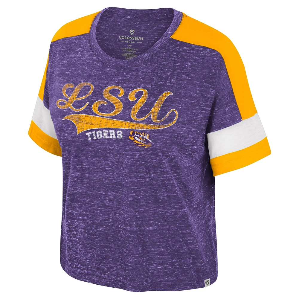 Women's Colosseum Purple LSU Tigers Color Block Scoop Neck T-Shirt