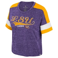 Women's Colosseum Purple LSU Tigers Color Block Scoop Neck T-Shirt