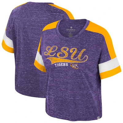 Women's Colosseum Purple LSU Tigers Color Block Scoop Neck T-Shirt