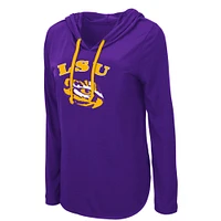 Women's Colosseum Purple LSU Tigers My Lover Lightweight Hooded Long Sleeve T-Shirt