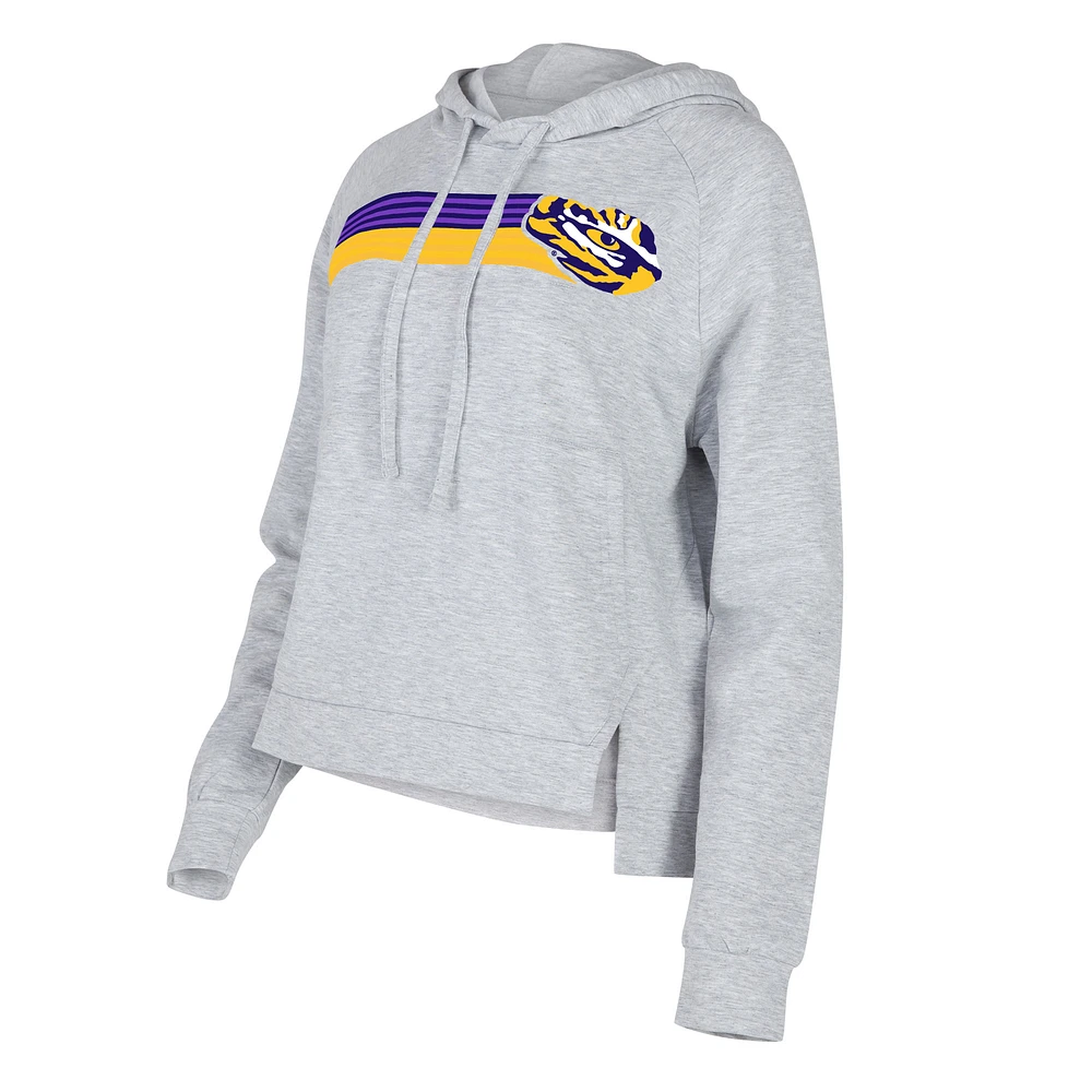 Women's Concepts Sport Gray LSU Tigers Cedar Tri-Blend Raglan Pullover Hoodie