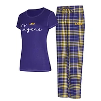 Women's Concepts Sport  Purple LSU Tigers Vector T-Shirt & Flannel Pants Sleep Set