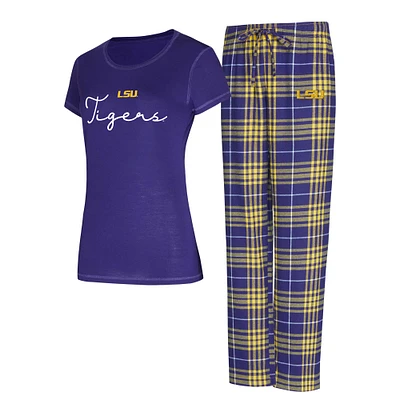 Ensemble de nuit pour femme Concepts Sport Purple LSU Tigers Vector T-shirt et pantalon en flanelle