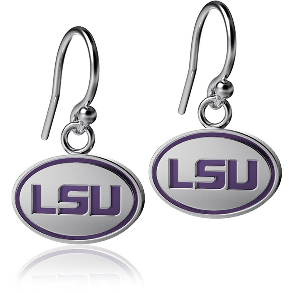 Women's Dayna Designs LSU Tigers Silver Enamel Dangle Earrings