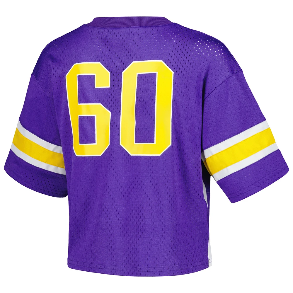 Women's Established & Co. Purple LSU Tigers Fashion Boxy Cropped Football Jersey