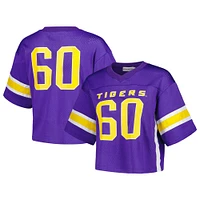 Women's Established & Co. Purple LSU Tigers Fashion Boxy Cropped Football Jersey