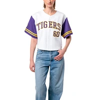 T-shirt court en jersey de baseball établi & Co. pour femmes, blanc, LSU Tigers