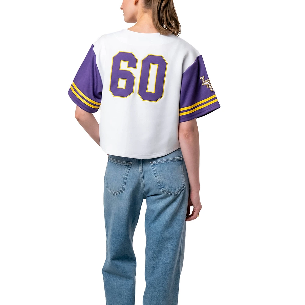 T-shirt court en jersey de baseball établi & Co. pour femmes, blanc, LSU Tigers