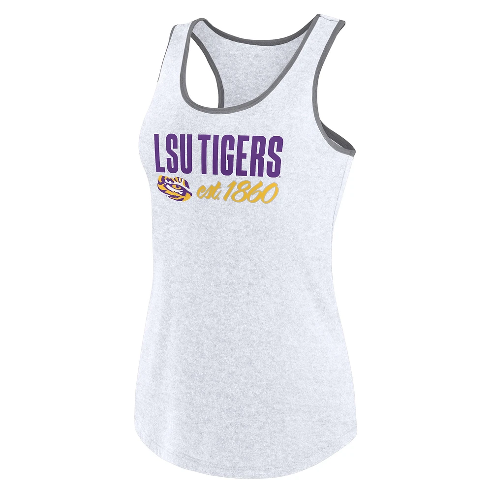 Women's Fanatics Ash LSU Tigers Fuel Racerback Tank Top