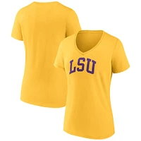 T-shirt à col en V Fanatics Gold LSU Tigers Basic Arch pour femmes