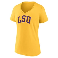 T-shirt à col en V Fanatics Gold LSU Tigers Basic Arch pour femmes