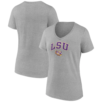 Women's Fanatics Heather Gray LSU Tigers Campus V-Neck T-Shirt