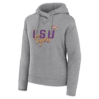 Women's Fanatics Heather Gray LSU Tigers Script Favorite Pullover Hoodie