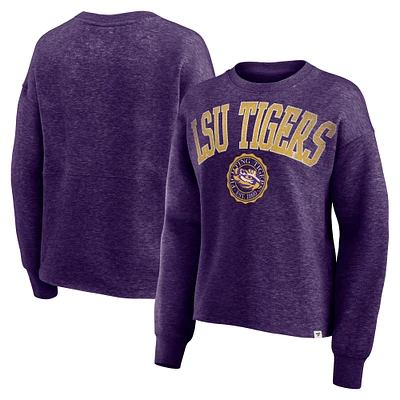 Women's Fanatics Heather Purple LSU Tigers Heritage Oversized Tradition Fleece Sweatshirt