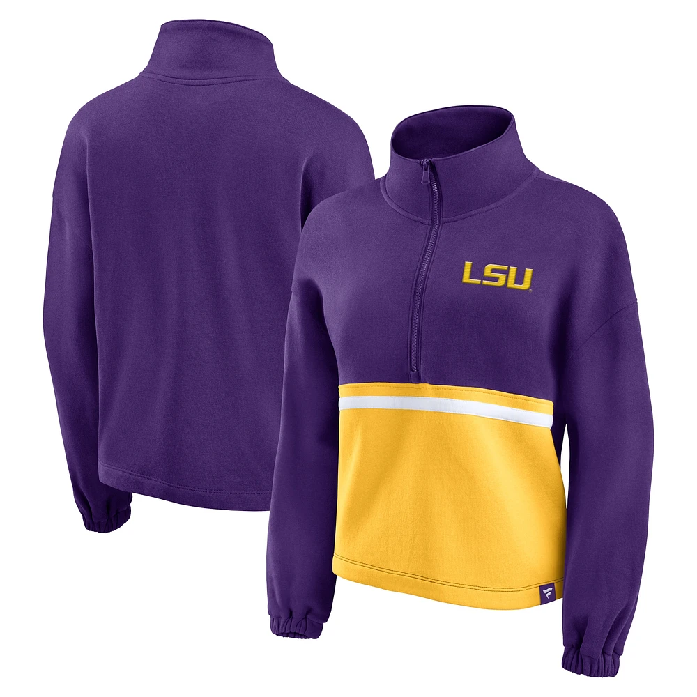 Women's Fanatics Purple LSU Tigers Fleece Half-Zip Jacket