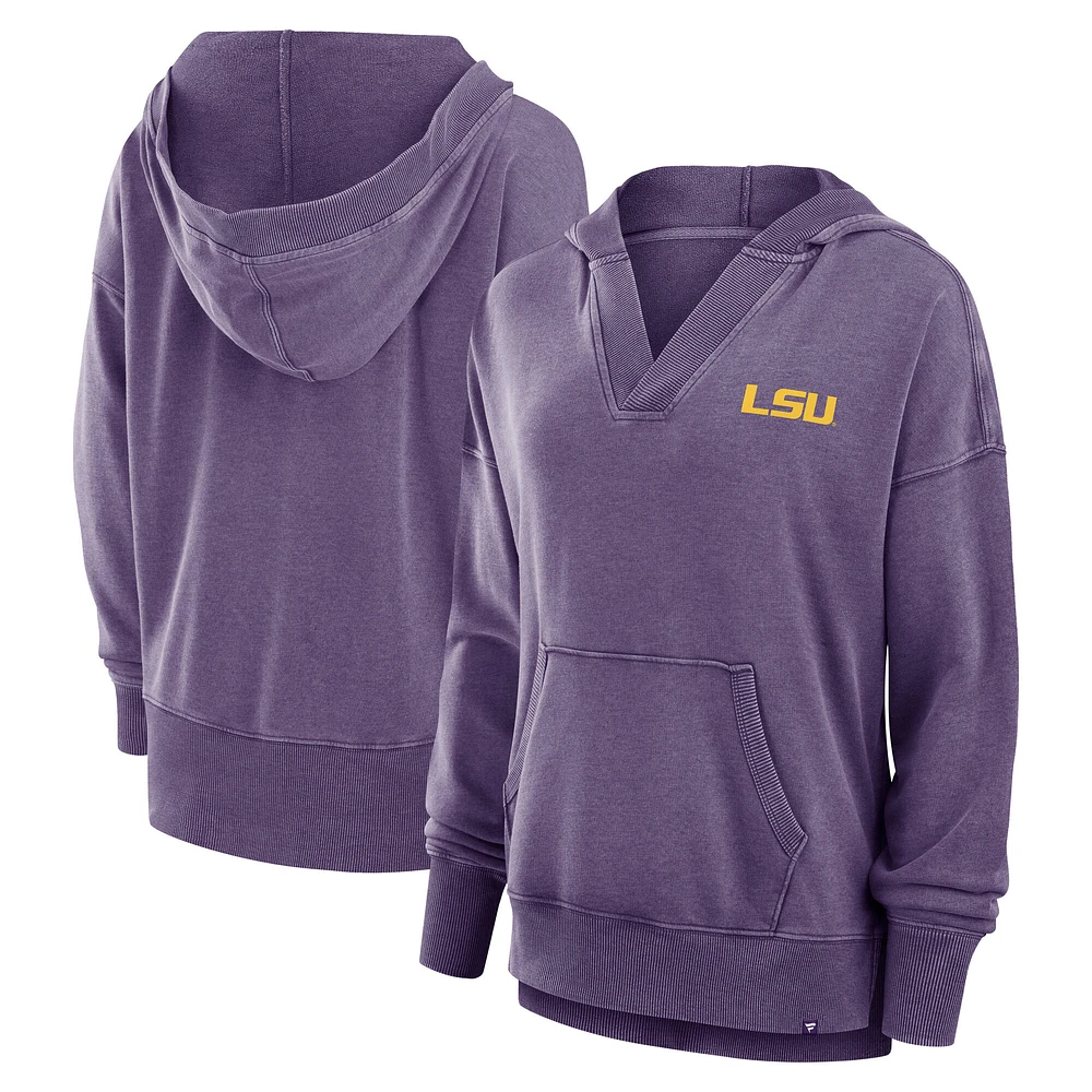 Sweat à capuche col en V molleton français Snow Wash Purple LSU Tigers Initiative Fanatics pour femmes