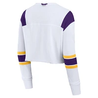 Women's Fanatics White LSU Tigers Training Camp Cropped Long Sleeve V-Neck Fashion Top