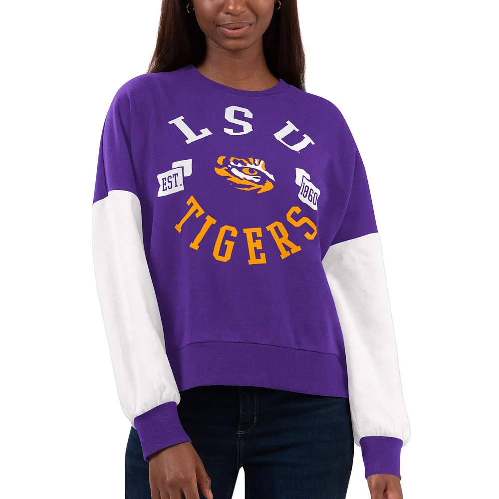 Women's G-III 4Her by Carl Banks Purple/White LSU Tigers Team Pride Colorblock Pullover Sweatshirt