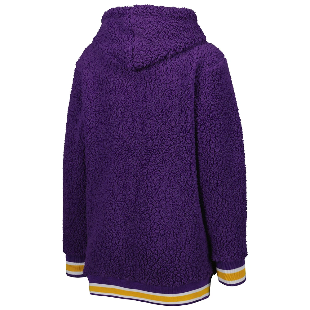 Women's G-III 4Her by Carl Banks Purple LSU Tigers Game Over Sherpa Pullover Hoodie