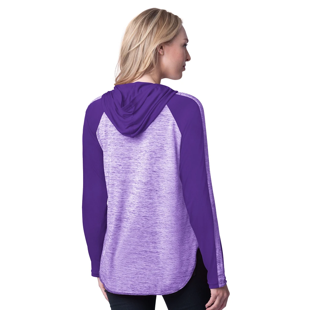 T-shirt à capuche manches longues G-III 4Her par Carl Banks pour femme, violet, LSU Tigers Underdog Bling Raglan