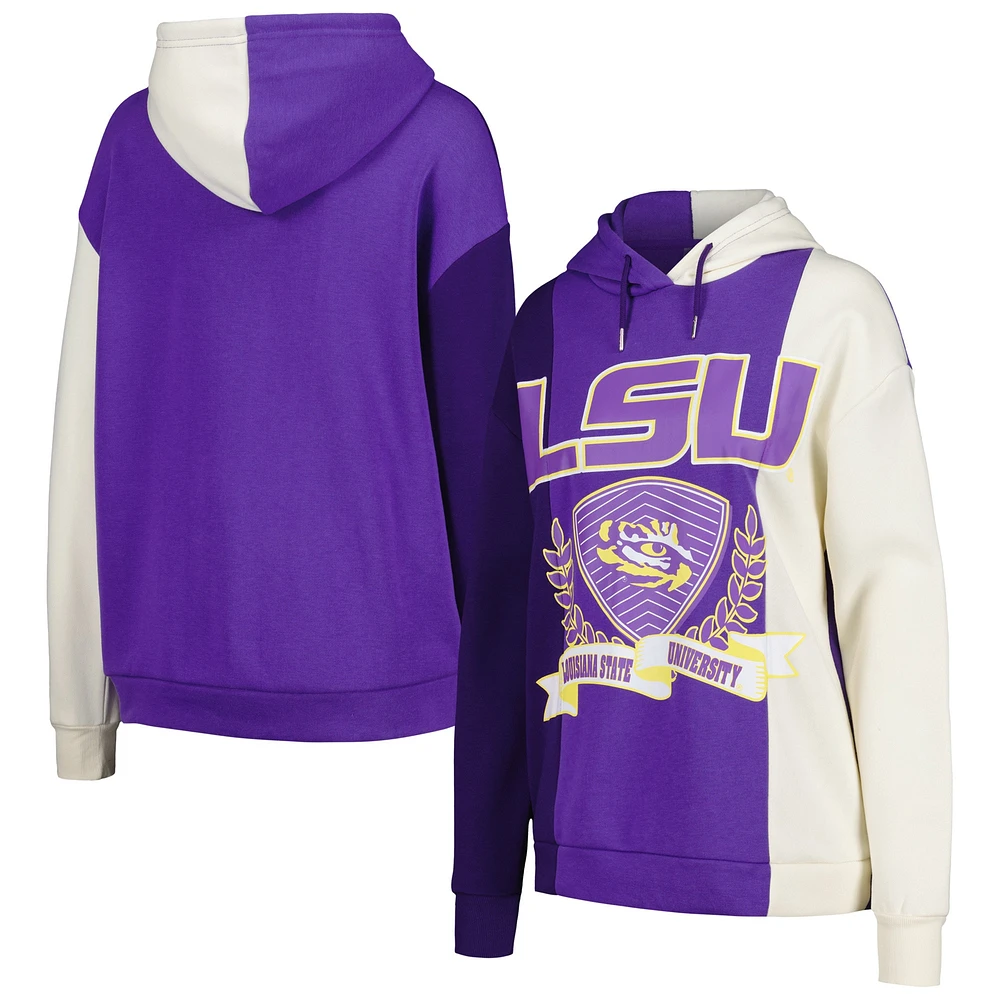 Sweat à capuche colorblock Gameday Couture violet LSU Tigers Hall of Fame pour femme