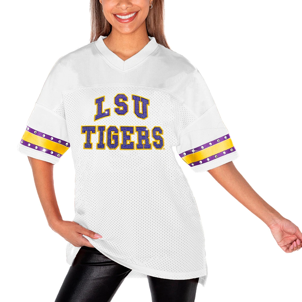 Women's Gameday Couture White LSU Tigers Until Kickoff Rhinestone Fashion T-Shirt