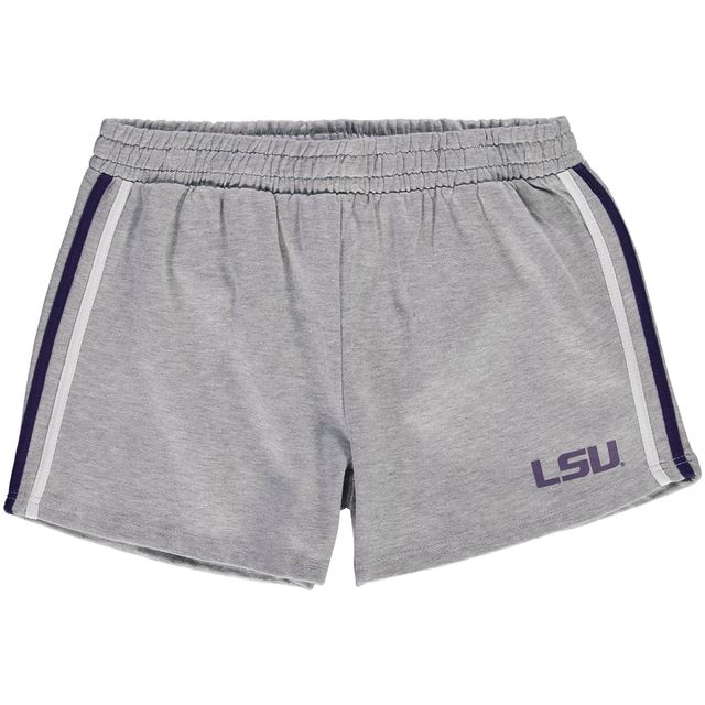 Short LSU Tigers gris chiné grande taille à 2 bandes pour femme